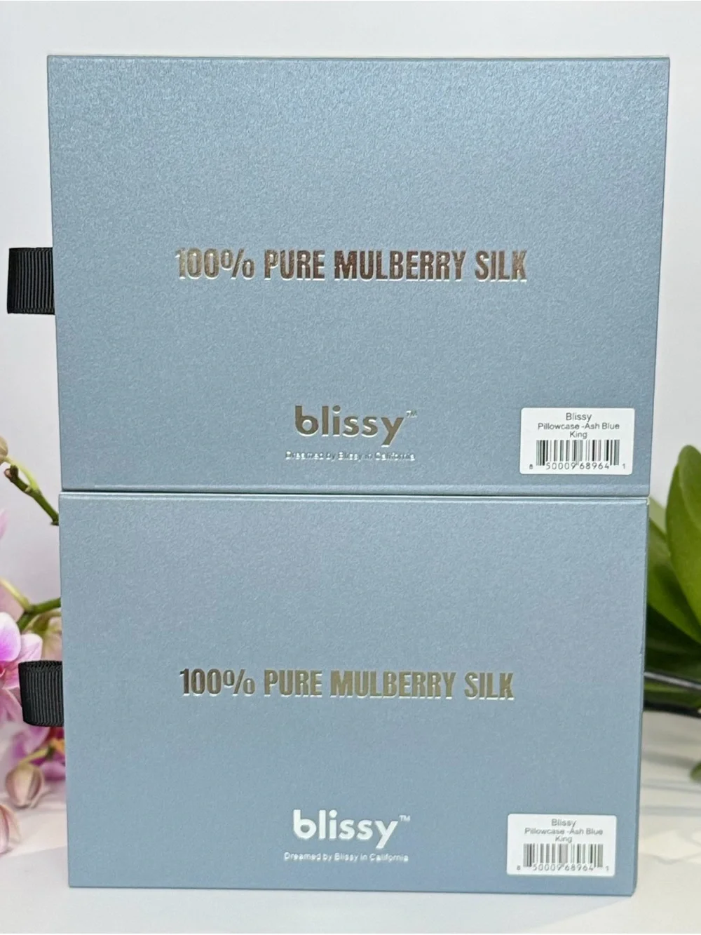 2 NEW Blissy 100% Pure Mulberry Silk King Pillowcases Ash Blue